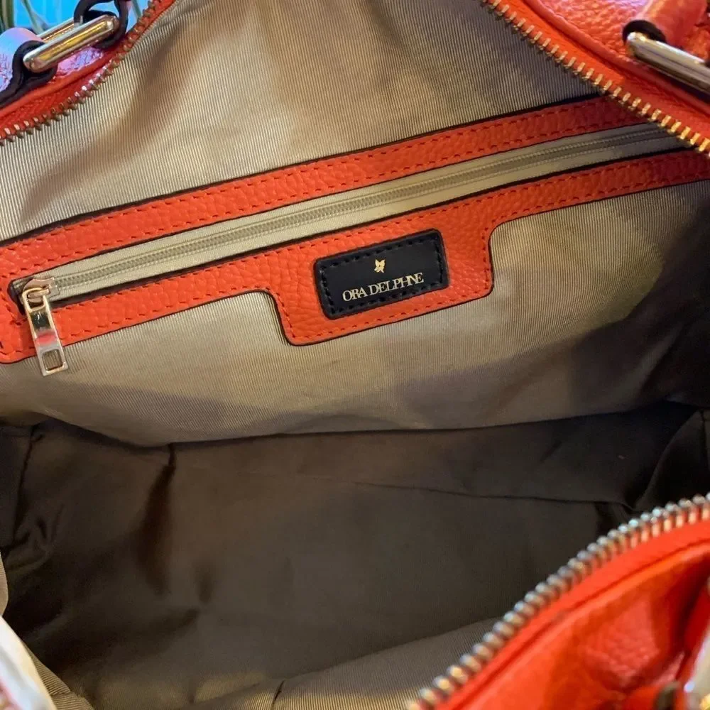 Ora Delphine Orange and Gold leather Purse